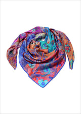 モンドディコローリ シルクスカーフ 青