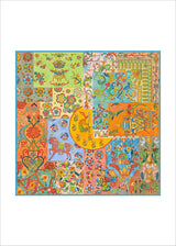 モンドディコローリ シルクスカーフ 水色