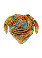 モンドディコローリ シルクスカーフ 水色